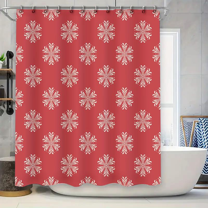 

Red Floral Snowflake Shower Curtain Waterproof Decor Bathroom Liner Set For Bathtub Home Improvement Supplies 180Cm X 245Cm (67I W60H190(CM)-1 Pcs