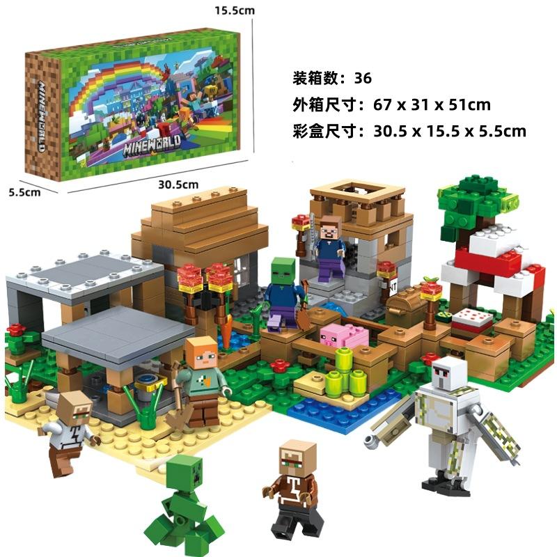 Minecraft Building Blocks Cave Base Set with Lift Mechanism, Village House Toy for Boys