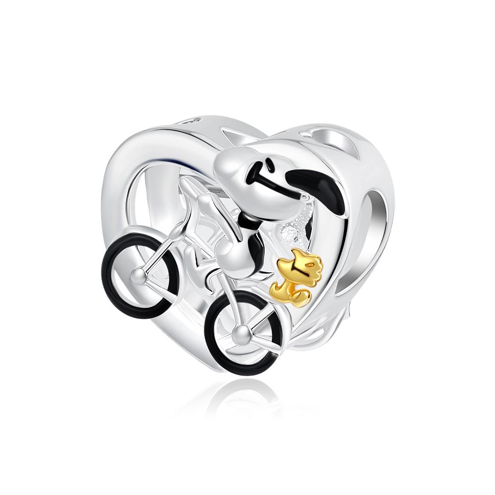 New 925 Silver Cartoon Snoopy Mickey Minnie Clip Charms Beads Fit DIY Bracelets Women Jewelry Gifts