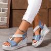 Fashion Women's Sandals Summer New Wedge Heeled Sandals Fashioon Casual Platform Sandal Metal Buckle Fish-mouth Sandals Sandalias Mujer