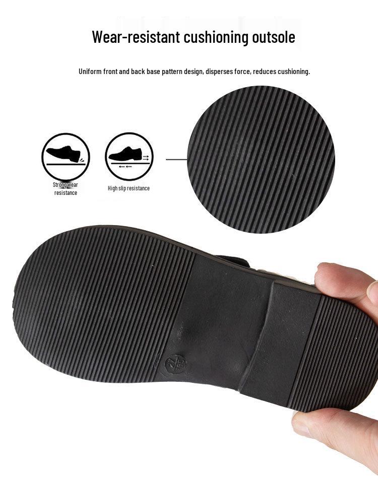 Boys' Black Leather Velcro Shoes - Soft Sole Performance Shoes for Spring/Autumn