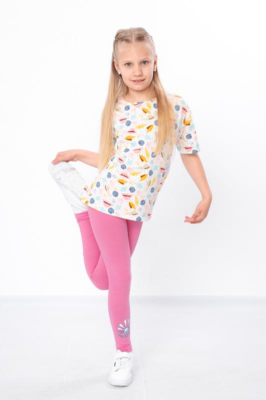 Set de Vară Activ pentru Fete – Tricou Moale din Bumbac Tricotat cu Imprimeu Distractiv și Colanți Elastici, Vară, 6427-043-33 HC