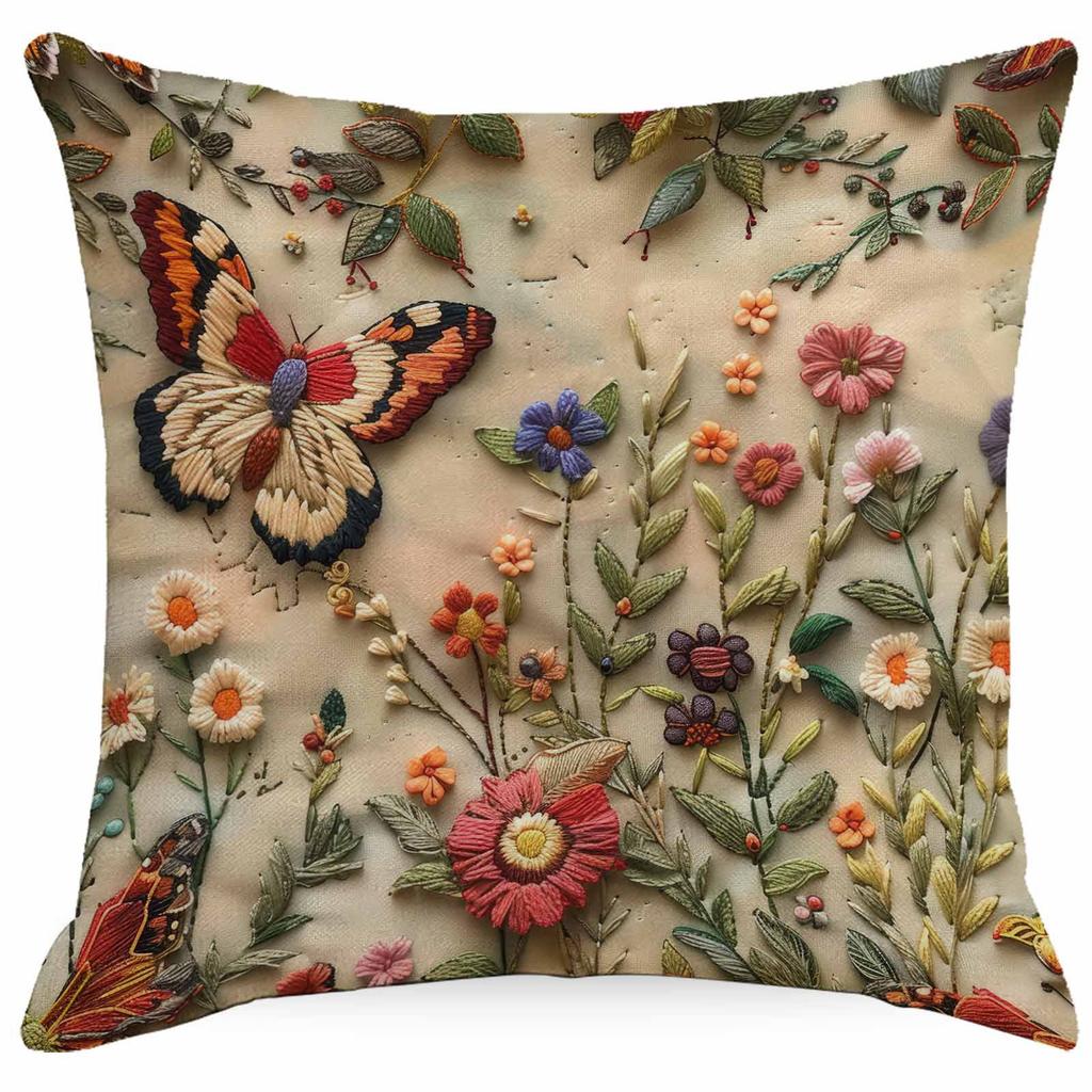 New 3D Imitation Embroidered Floral Pillowcase Digital Printed Home Decoration Pillow Sofa Cushion Cover