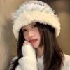 Colored jelly bean plush bucket hat winter warm face thickened knitted wool hat ear protection hat