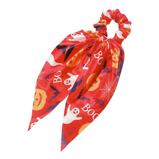Comfortable Fabric Hair Elastics Halloween Ties for Women Girls, Spooky Spider Web Skeleton Bat Non-damaging Bands Pumpkin Scrunchies, Pleated