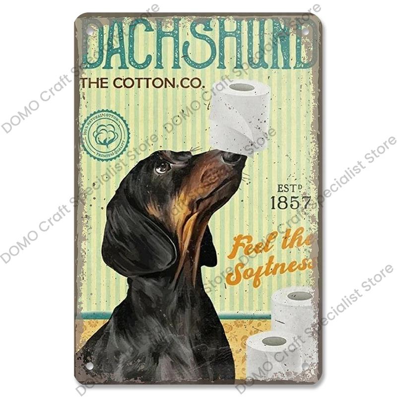 Pet Dog Dachshund Plaques Vintage Metal Plate Drink Coffee Wine Read Book Metal Tin Signs Wall Decor for Bar Pet Shop House