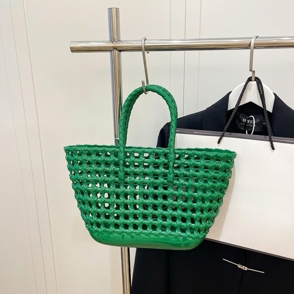 Large-capacity Hollow Beach Bag Candy Color Reusable PVC Basket Durable Portable Tote Bag Holiday