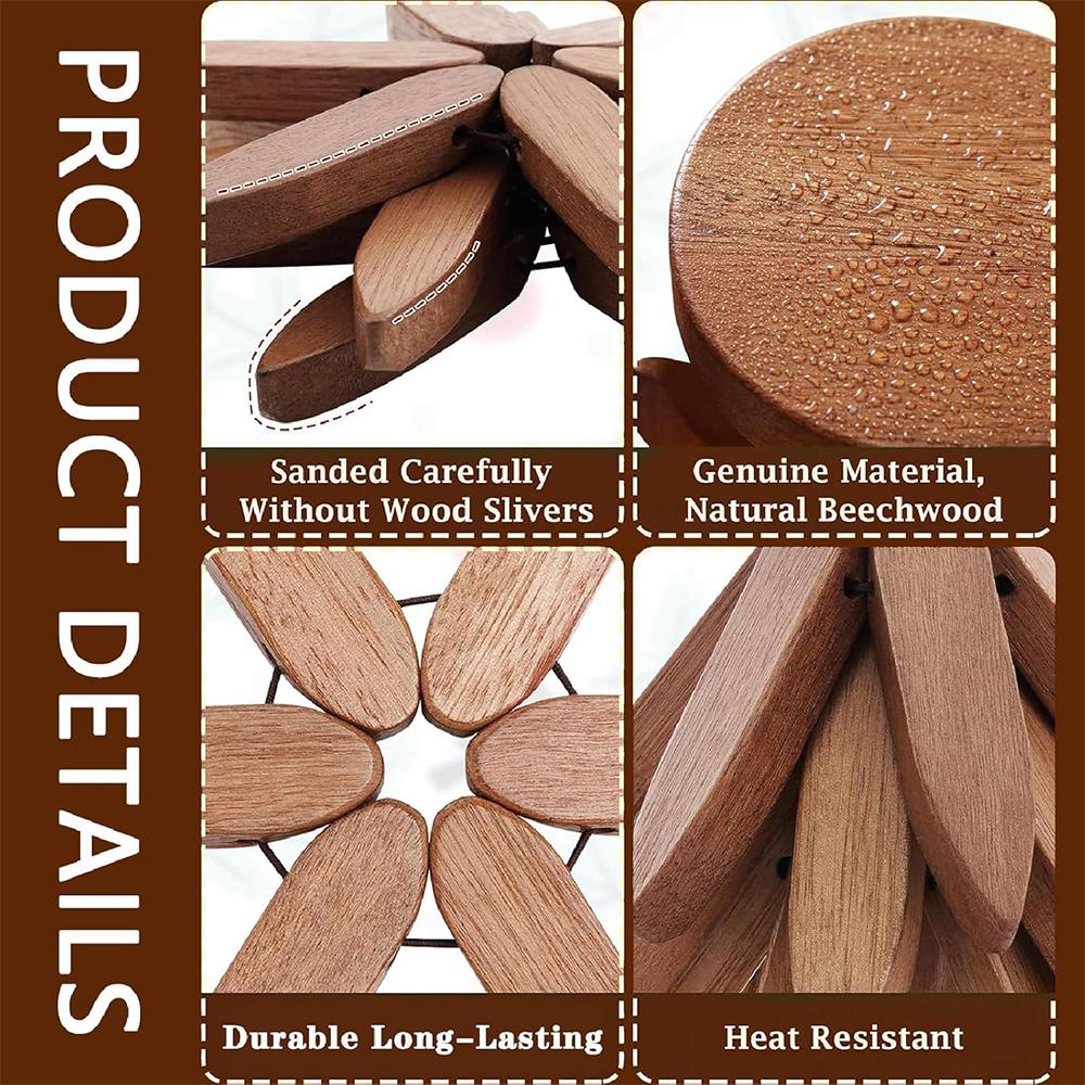 Set of Solid Wood Insulation Mat,Heat-resistant Table Mat,Household Heat-resistant Mat,Highquality Cup Holder Natural Foldable