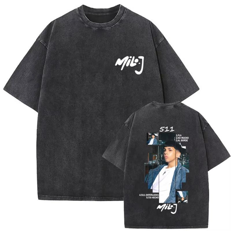 Washed Vintage Rapper Milo J Music Album Logo Merch Tshirt Unisex Women Hip Hop Fashion Oversized T Shirts Streetwear