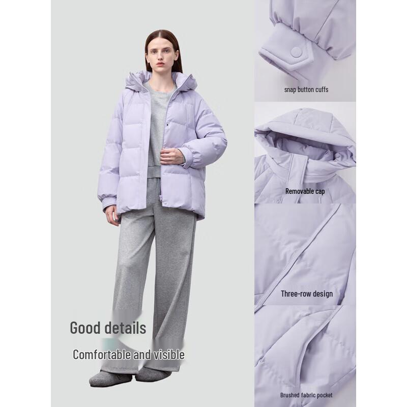 Bingjie Women's Short Hooded 95% White Duck Down Jacket