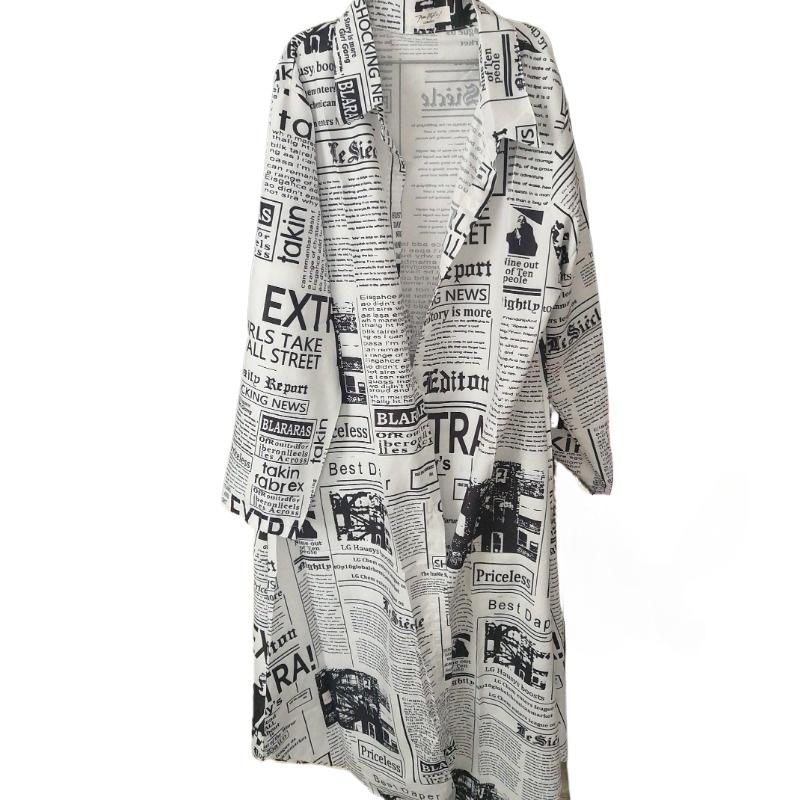 Spring Autumn Women's Shirt Dress Temperament Print Single-breasted Open Shirt Dress Casual Long Dress