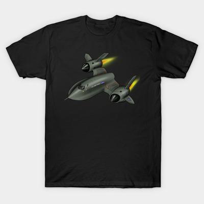 Men Black Print T-shirt Sr71 Blackbird Us Air Force No-Cut Transfer Paper Print Cotton Tshirt
