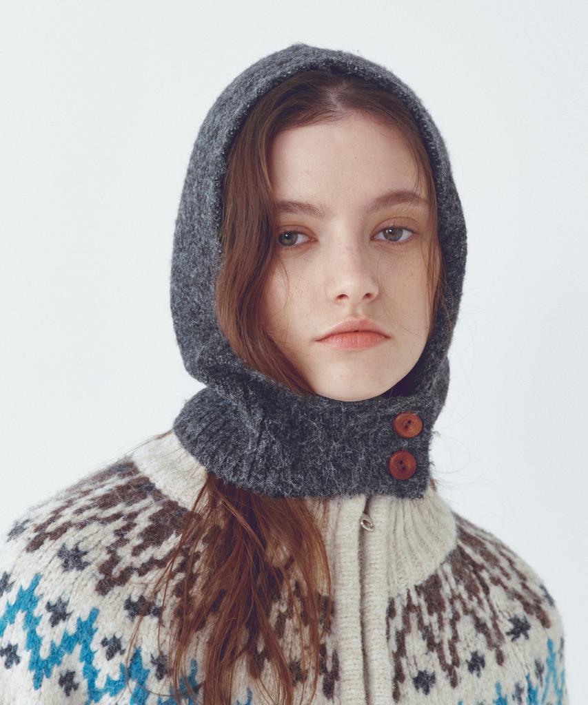 CITTA Wool Blended 2 Button Point Balaclava_Cta939(Charcoal)