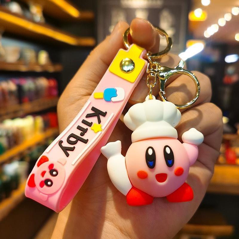 New Creative Kirby Cartoon PVC Doll Keychain Pendant Couple Bag Pendant Kirby Food Three-dimensional Doll Car Keychain Pendant