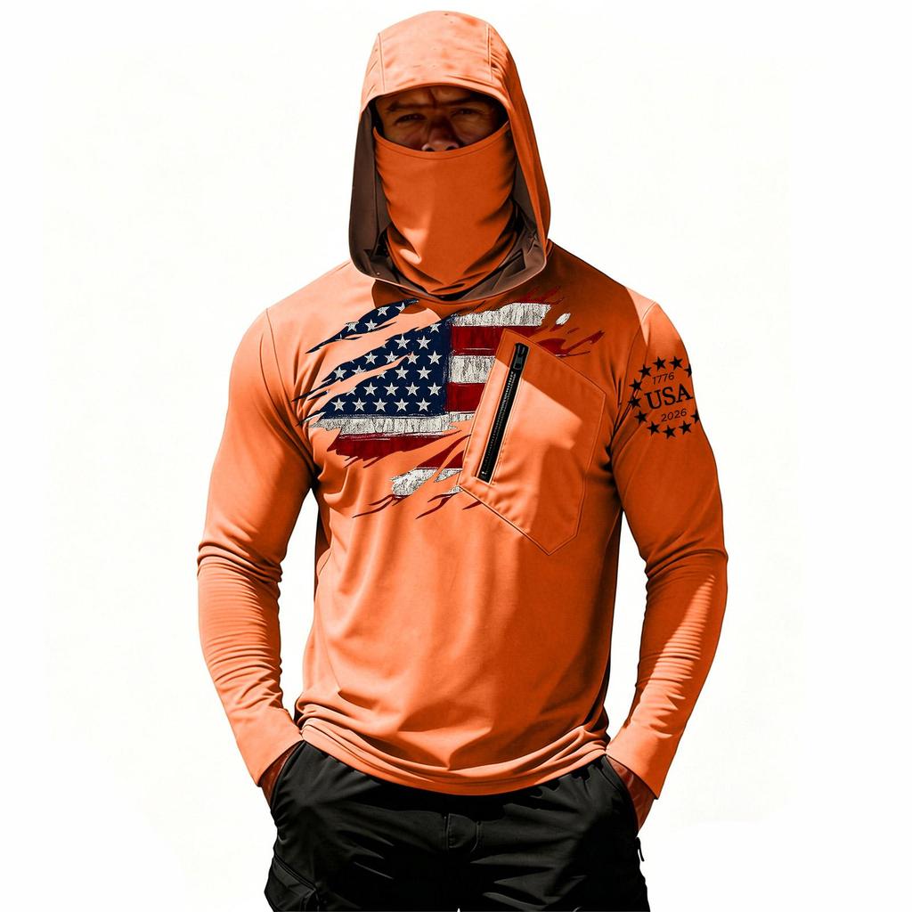 Camiseta Casual con Capucha de Manga Larga para Hombre con Protección Solar