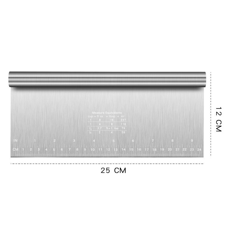 Stainless Steel Dough Scrapers-Measuring Pastry Cutter with Conversion Chart,Multi-Size Baking Bench Scraper for Baking&Cooking
