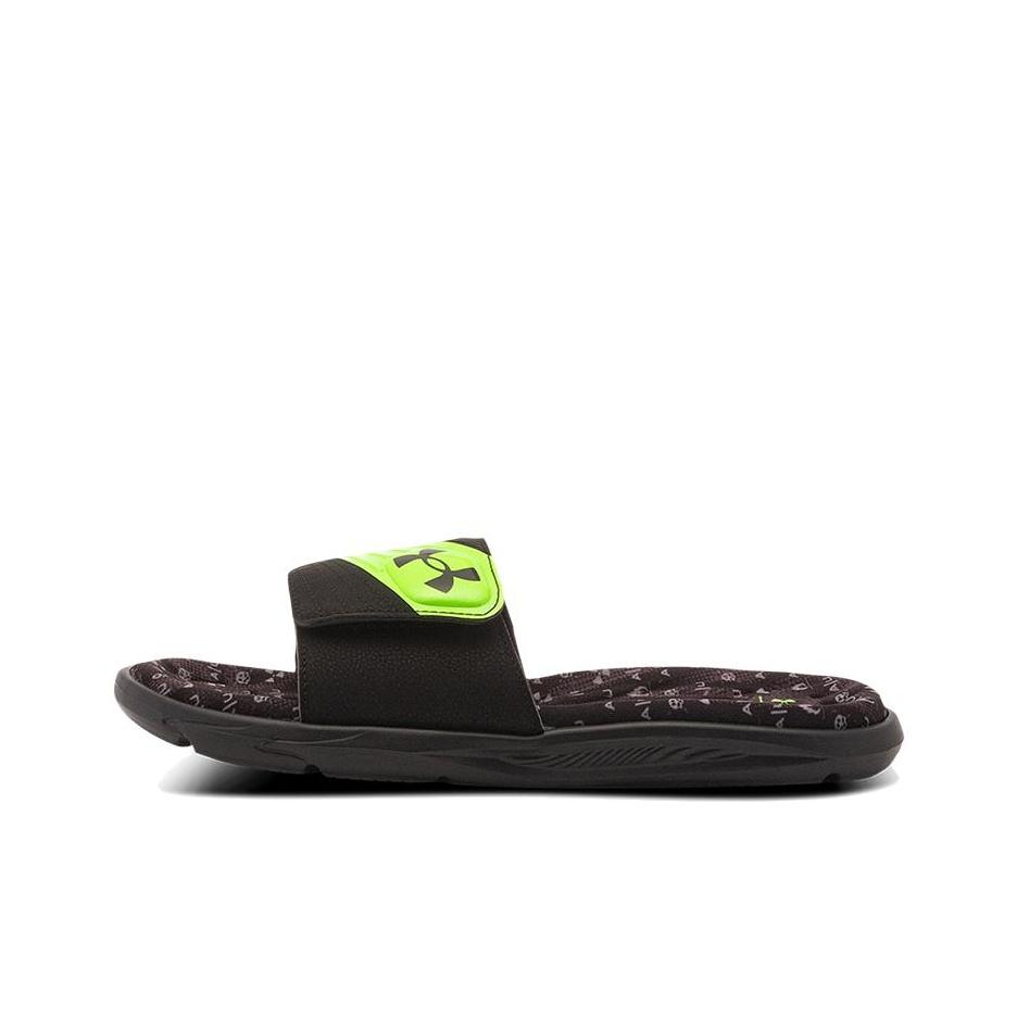 Under Armour Mercenary XII Comfortable Casual EVA Slide Sandals Men Sandals Black Green 3023759-002