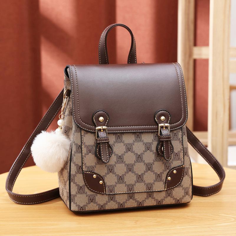 Backpack women s new fashion leather women s backpack large capacity travel schoolbag small one hair