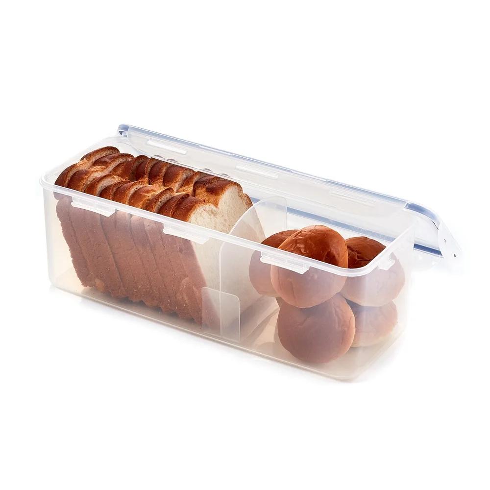 Airtight Pantry Bread Box Divided Storage Container Durable BPA Free Easy to Clean Versatile Food Organizer 4 Hinge Lock System