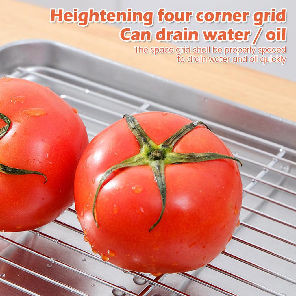 Stainless Steel Baking Pan Tray with Wire Rack Cake Baking BBQ Pan Tray Plate Oven Brownie Rack Cooking Roasting Grilling Tool