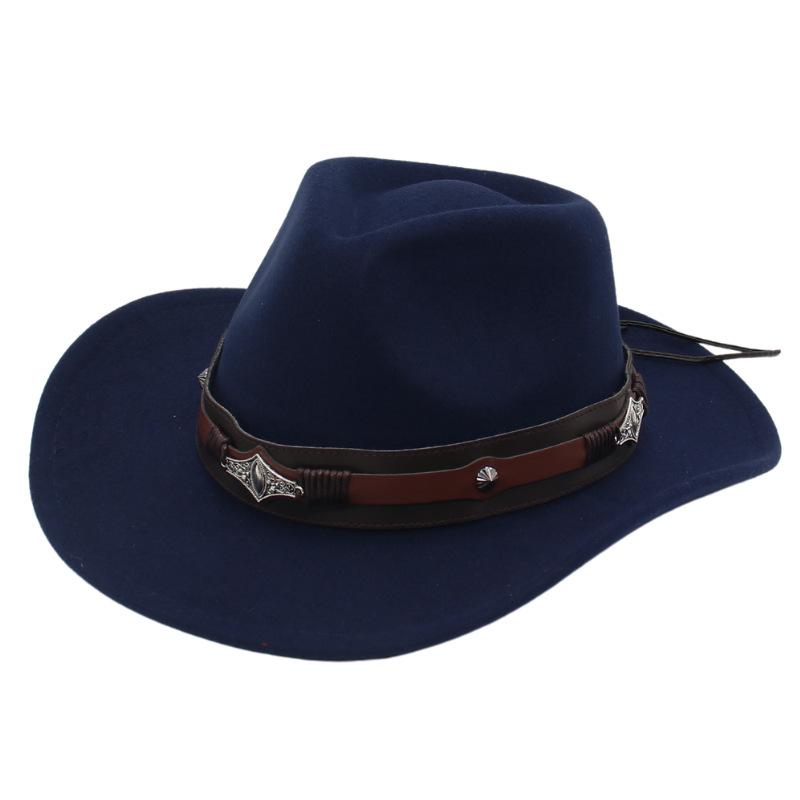 Western Cowboy Hat Dance Performance Jazz Hat Belt Accessories Felt Hat Studio Couple Hat
