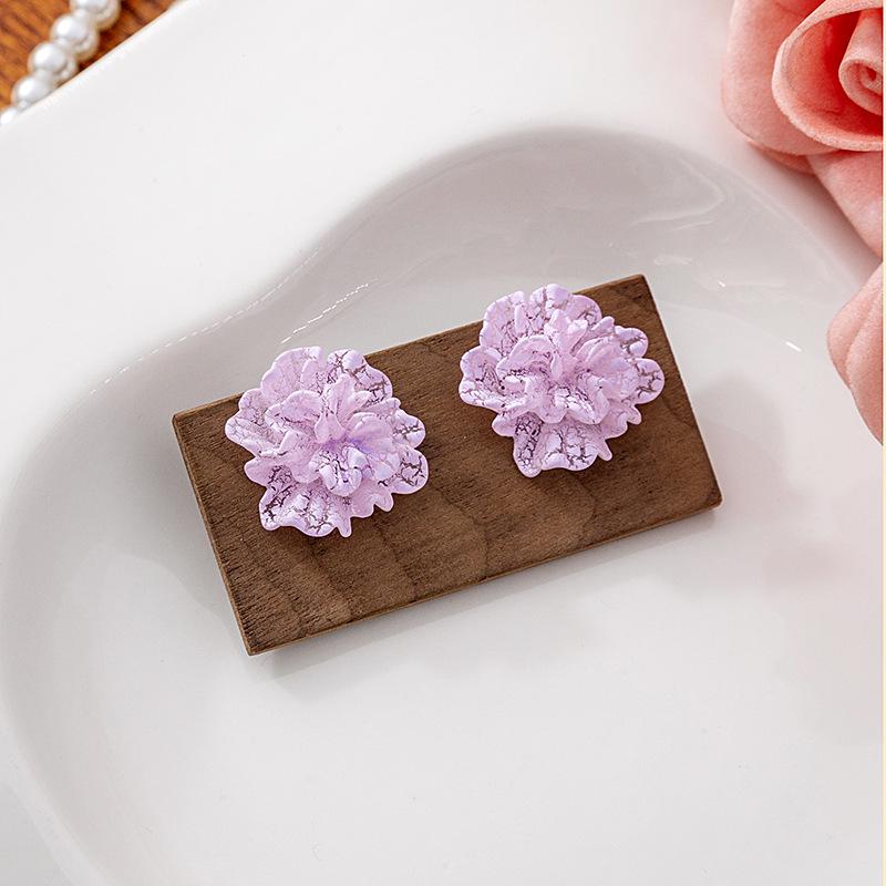 Silver Camellia Flower Stud Earrings - Unique & Elegant Design