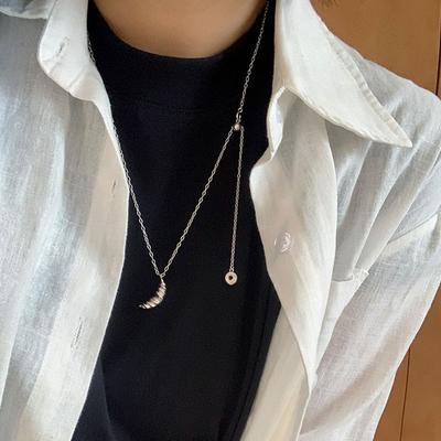 Colar de rosquinha de croissant simples e doce, leve, luxuoso, elegante, fashion, temperamento, viajante, versátil, corrente de pescoço, suéter