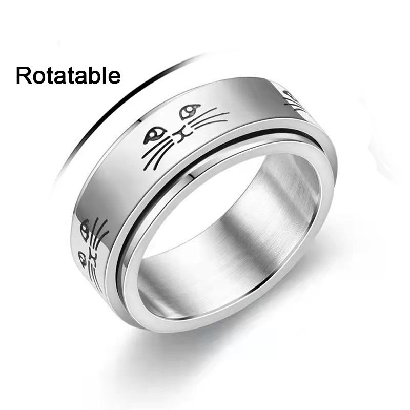 

Вращающееся Металлическое Кольцо с Кошачьей Мордой для Женщин Мужчин Сплав Цинка Цвет Нержавеющая Сталь Кольцо Панк Готика Простые Аксессуары Котенок Циркон Подарок 11