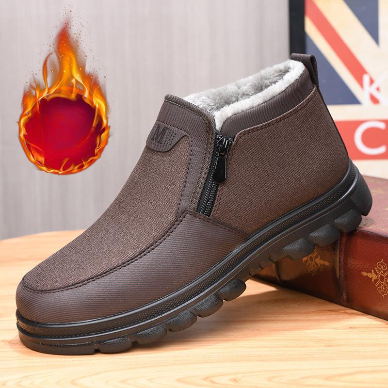 

Мужские хлопковые туфли на флисе, толстая подошва, боковая молния, мужские повседневные туфли на мягкой подошве, легкой подошве, теплые туфли для папы 46 серый