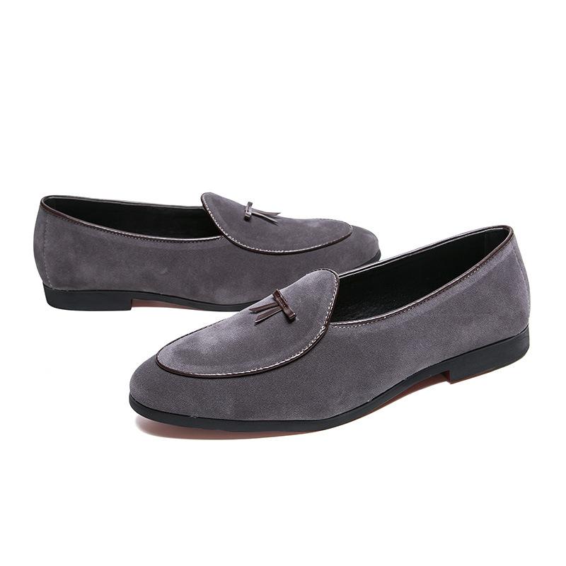 

Модная мужская обувь весна-лето новая повседневная обувь модные туфли-лоферы трендовые мужские маленькие кожаные туфли-лоферы H570 44 серый