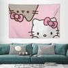 Sanrio Hello Kitty and Cat Cartoon Tapestry Vibrant Kawaii Anime Home Decoration Modern Wall Art Gift for Kitty Fans