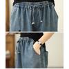 DIMANAF 2026 Summer New Plus Size Women Jeans Elastic Waist Long Pants Embroidery Floral Loose Casual Denim Cotton Trousers Pants