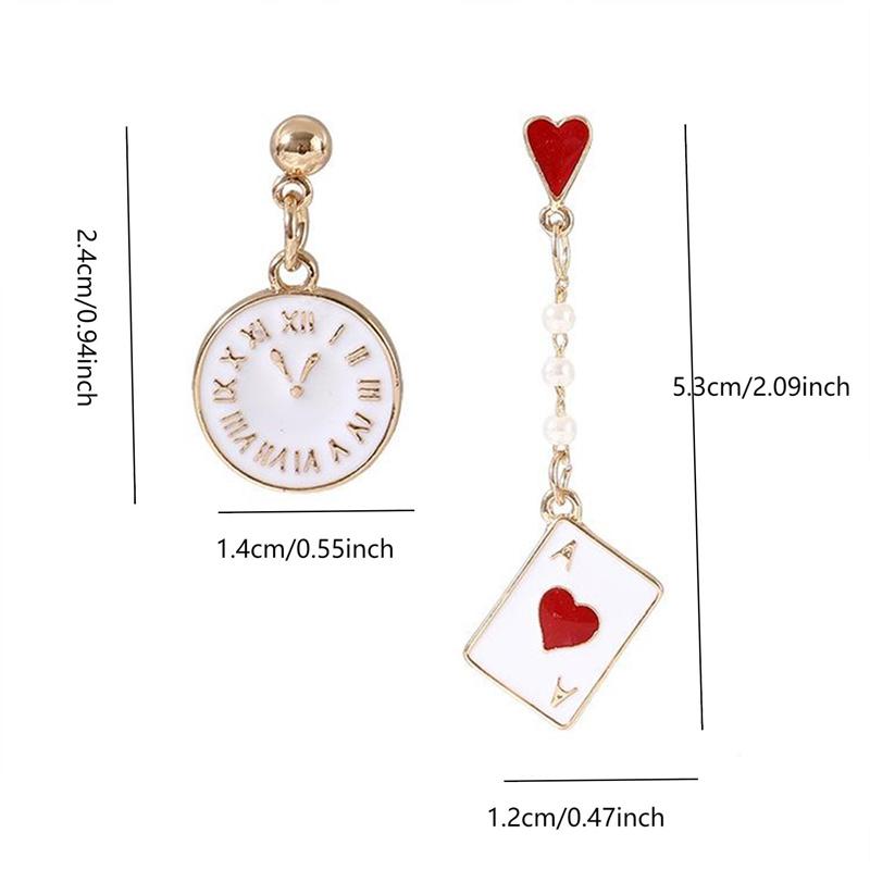 Cute Romantic Fantasy Alice In Wonderland Metal Enamel Rabbit Clock Poker Cartoon Icon Party Fashion Jewelry Garment Accessories