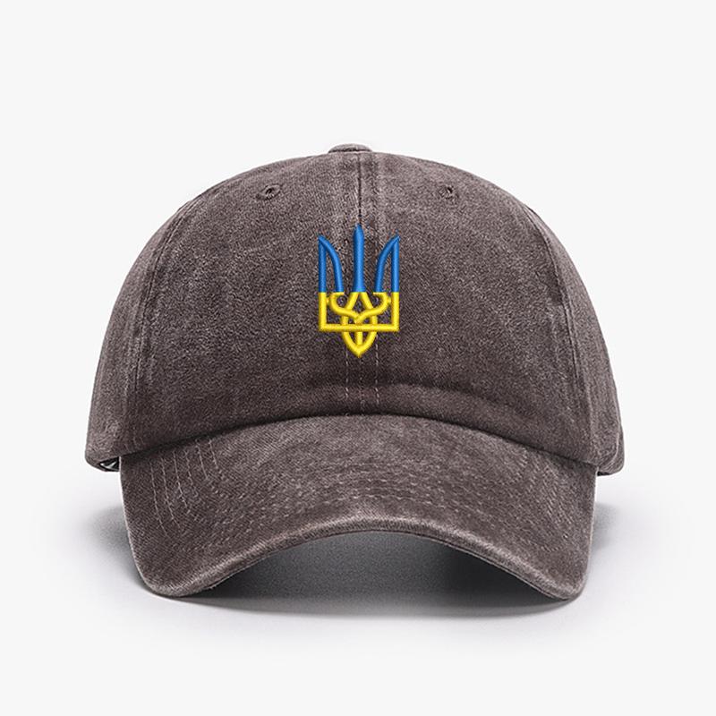 Embroidery Ukraine Trident Symbol Cotton Washed Fashion Sports Baseball Cap Adjstable Hip Hop Urban Street Style Dad Hat Visor Protection Snapback