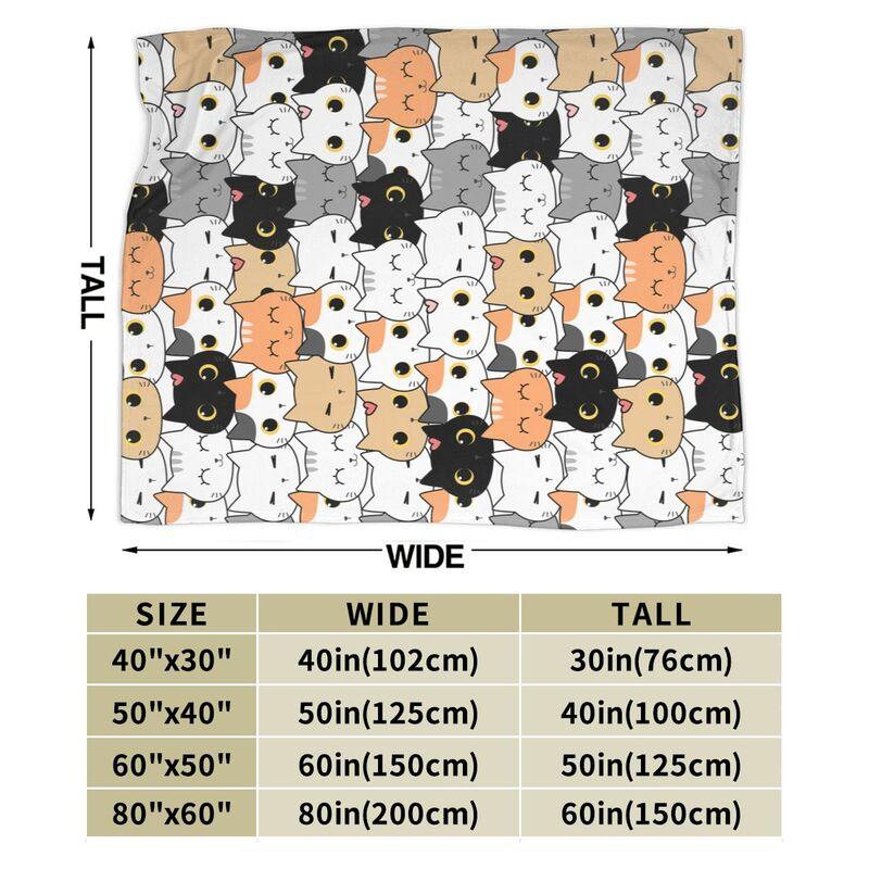 Cute Cat Kitten Cartoon Doodle Throw Blanket Ultra Soft Cozy Fleece Blankets Portable Lightweight Flannel Blanket for Bed Sofa