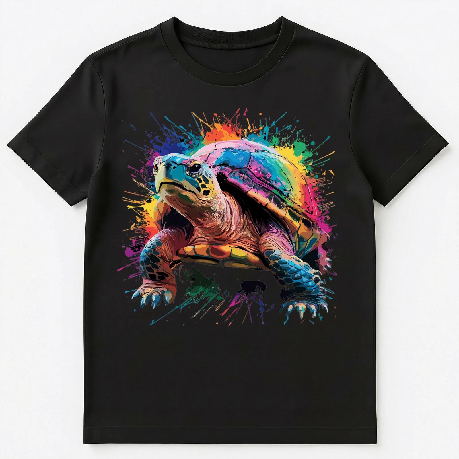 

Colorful Paint Splash Big Turtle Art Graphic Unisex T-Shirt XL