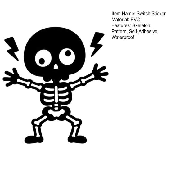 Bedroom Wall Sticker Electric Shock Skeleton Switch Sticker, Cartoon Decoration Halloween Decorative Self Adhesive Light Decal for Living Room