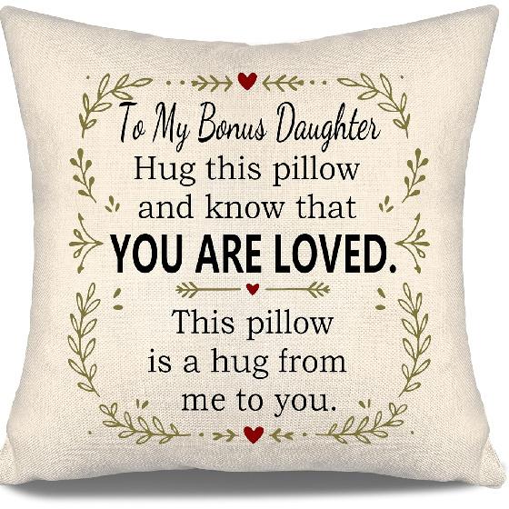 Daughter Hug This Pillow and Know That You Are Loved This Pillow Is A Hug from Me To You Throw Pillow Covers for Daughter from Mom Dad Birthday Gift