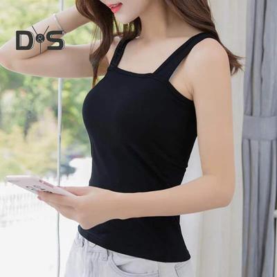 Women Tank Tops Suspender Style Square Collar Sleeveless Vest Solid Color Slim Fit Camisole Summer Bottoming Tops