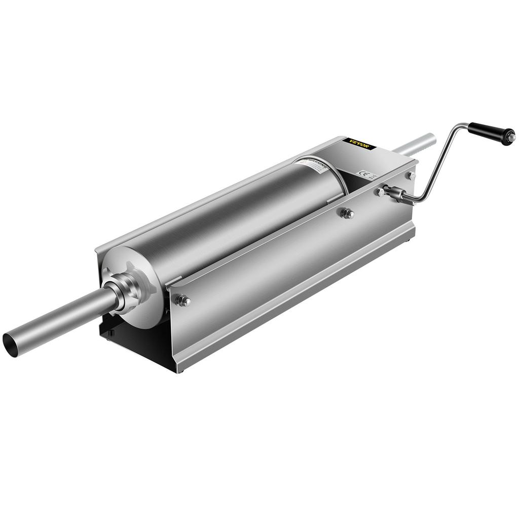 VEVOR Manual Sausage Stuffer, 7 L / 15 LBS Horizontal Sausage Machine, Dual-Speed Meat Stuffer, Made of Food-Grade 304 Stainless Steel