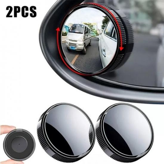 1 Pair Blind Spot Mirror 360° Wide Angle Convex Rear View Mirror Car Parts Black