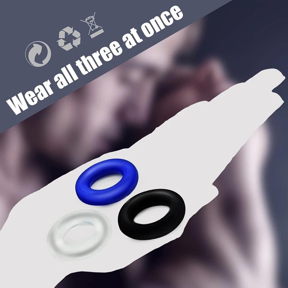 3 Pcs/Set Penis Rings Cock Rings Penis Trainer Stronger Erection Delay Ejaculation High Elasticity Time Lasting Sex Toys for Men