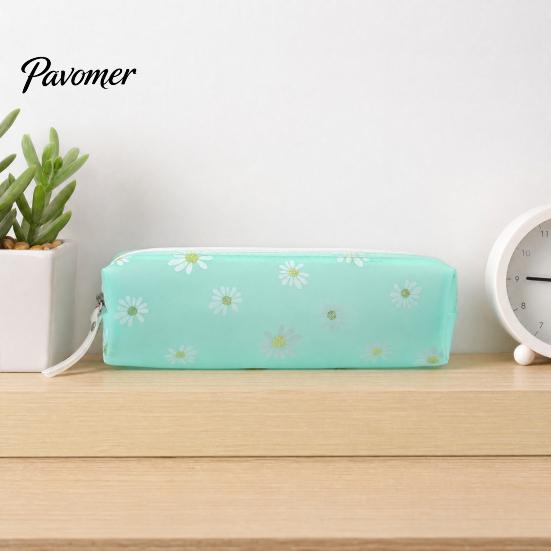 Macaron Color Pencil Case Flower Case, Large Capacity PVC Pen Pouch, Spill-proof Holder Waterproof Stationery Bag for Students, School Supplies