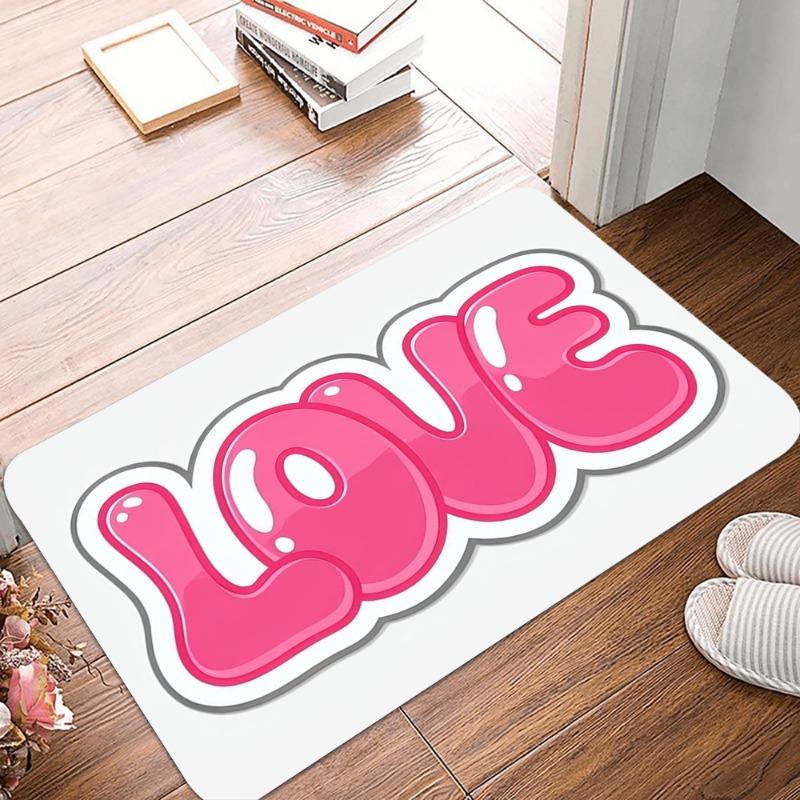 Love Printing Non-Slip Small Rug Waterproof Easy To Clean Floor Mat for Indoor Outdoor Use Durable Home Decoration Beautiful