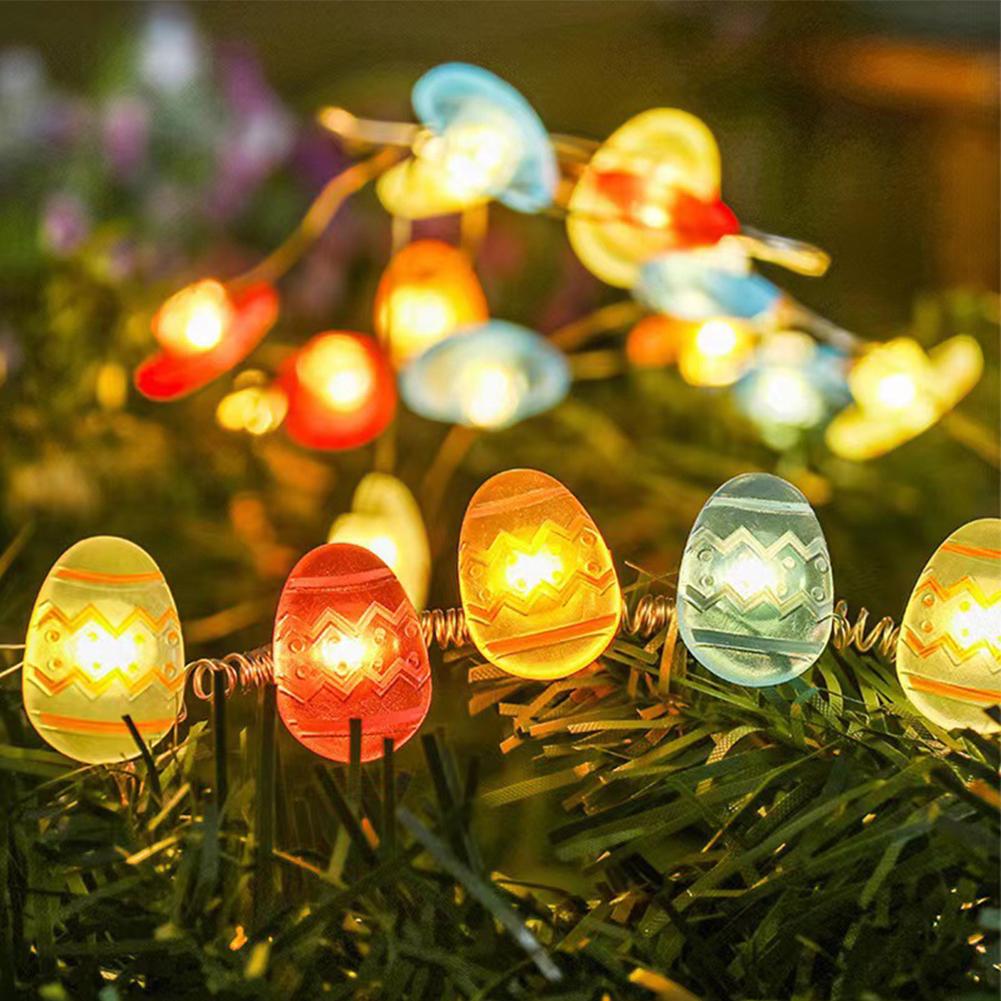 2M 20LED Bunny Rabbit Easter String Lights Battery Powered Decoration Copper Wire Lights Carrot Egg Holiday Festival Party Decor