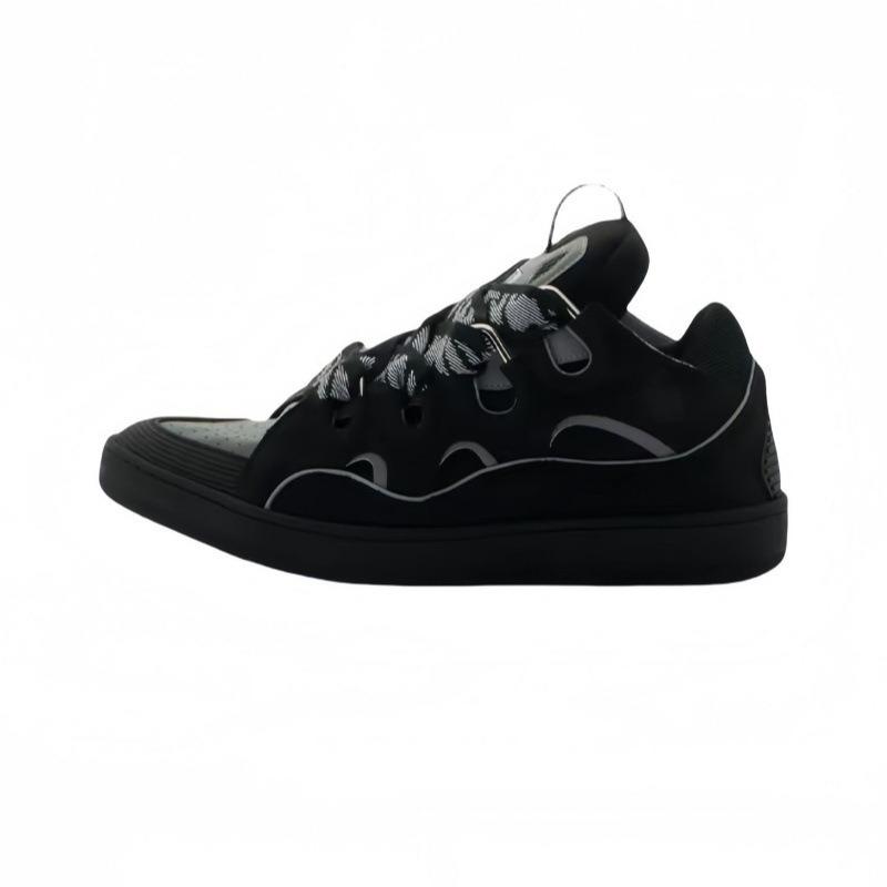 Leather Splicing Casual Shoes Trendy Sports Shoes Men's and Women's Board Shoes Bread Shoes