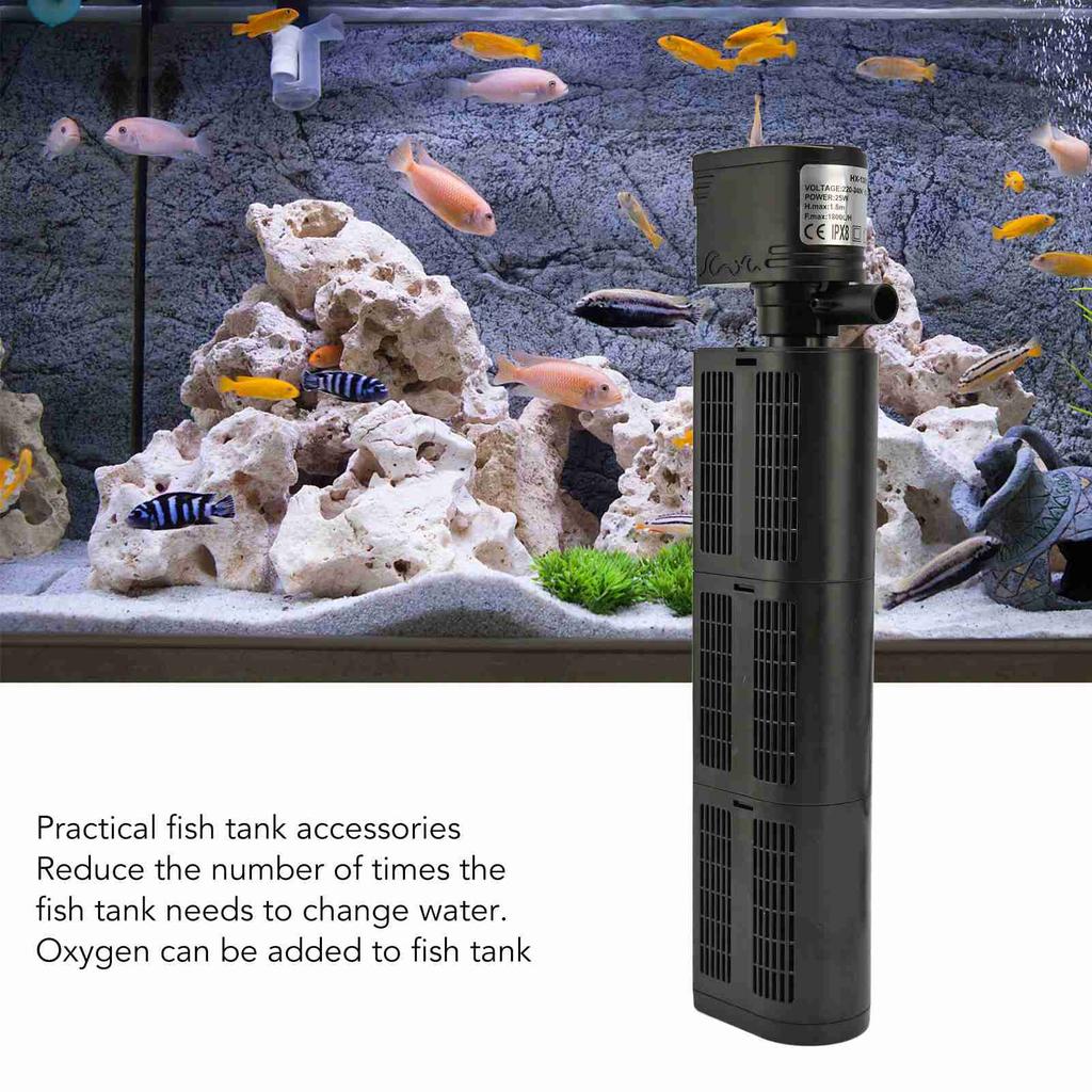 Aquarium Filter 3 in 1 Filtration Circulation Oxygenation Internal Fish Filter Pump 220 V