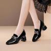 Square Heel Metal Chain Pumps Loafer Women Shoes Fashion Slip On Slipper Luxury Design Casual Mary Janes Shoes Spring Summer