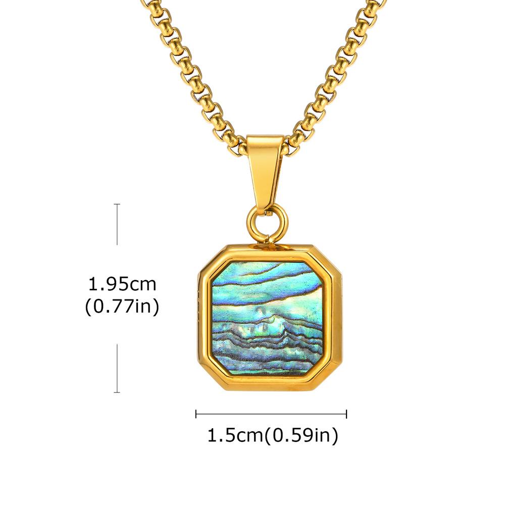 Vnox Stainless Steel Square Pendant Necklace for Men Women, Tiger Eye Turquoise Natural Stone Pendant Box Chain Jewelry Gifts