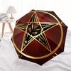 Golden Baphomet Pentagram Symbol Sticker DecalUmbrella, Portable 3-Fold Compact Umbrella,Christmas Gift ES487